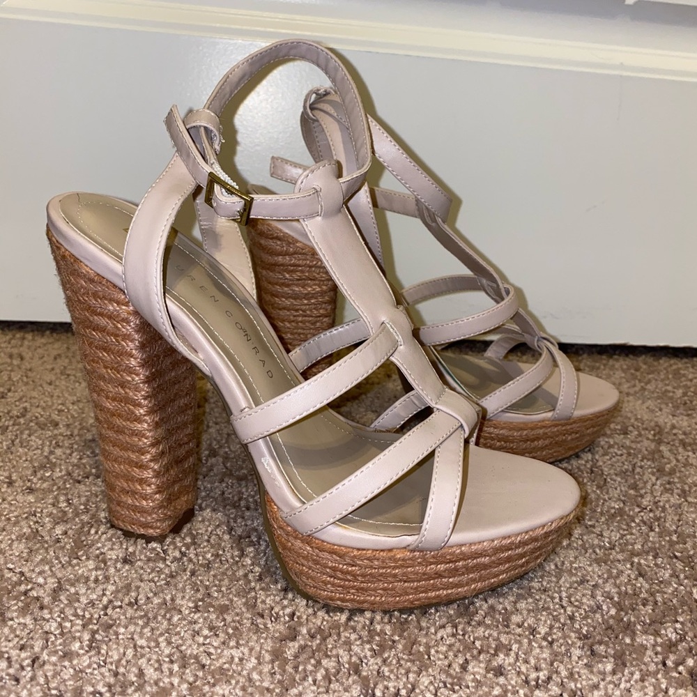 Lauren Conrad Pink Espadrille Platform Sandals